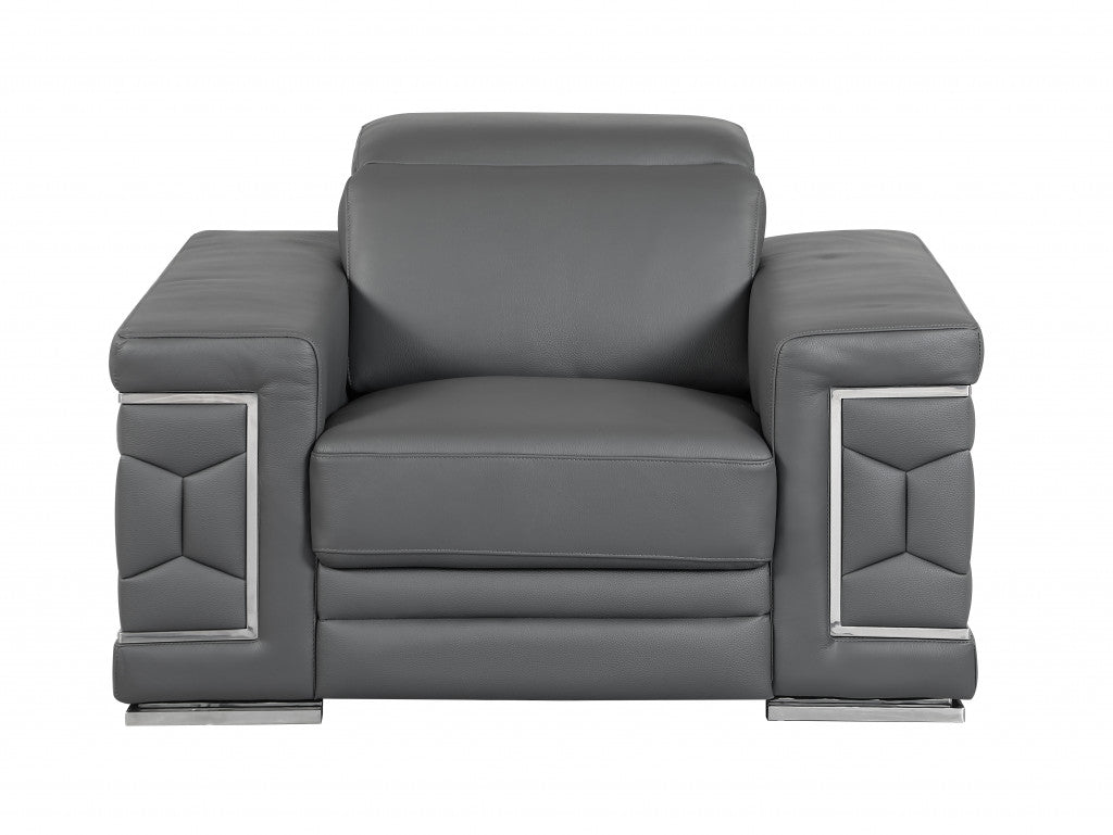 HomeRoots 29" to 38" Sturdy Chair in Dark Gray Finish