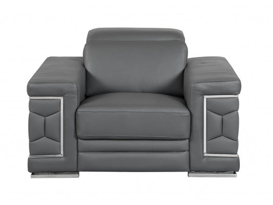 HomeRoots 29" to 38" Sturdy Chair in Dark Gray Finish