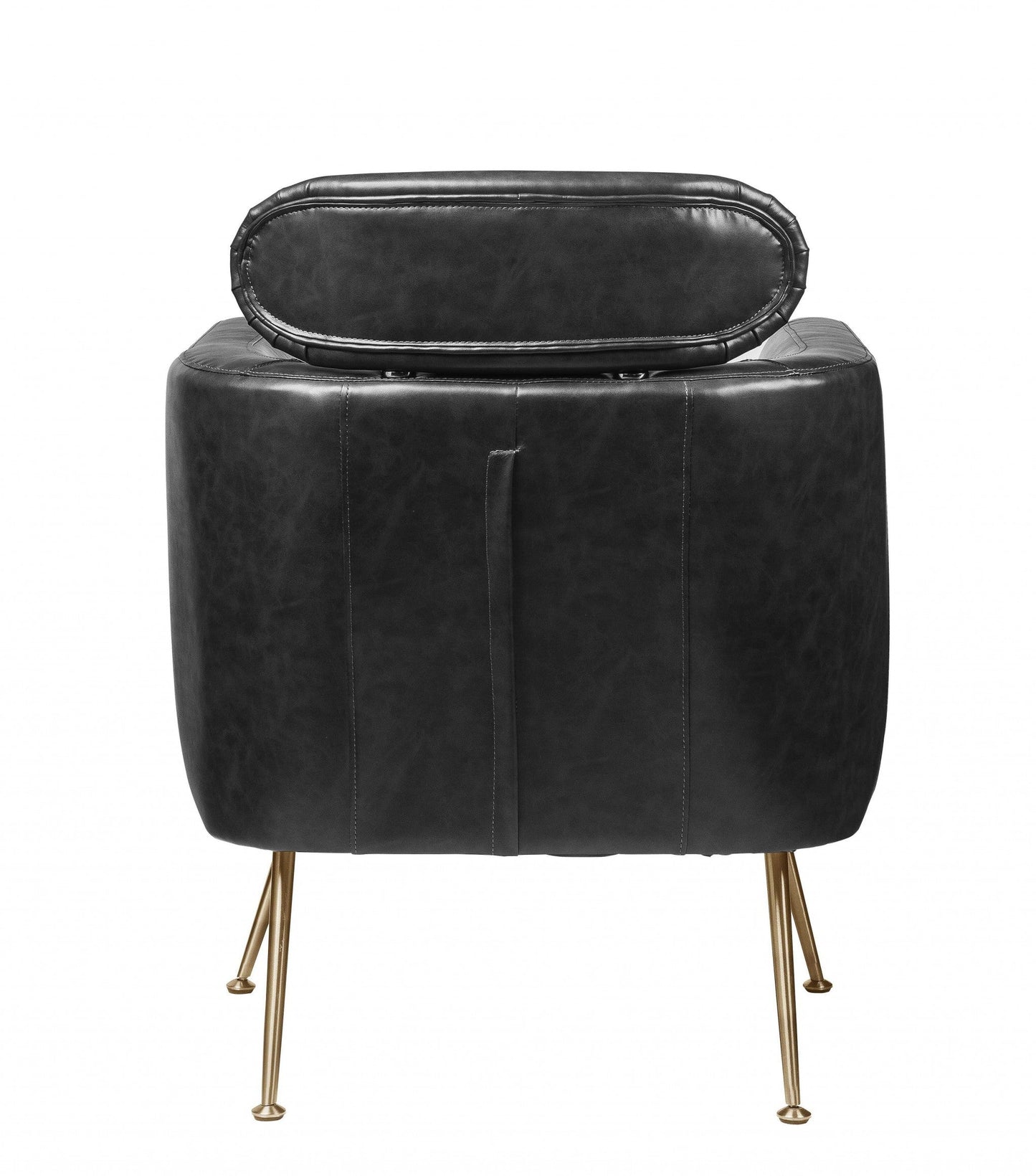 HomeRoots 29" x 28" x 37" PU Upholstery Accent Chair With Metal Leg in Dark Gray Finish