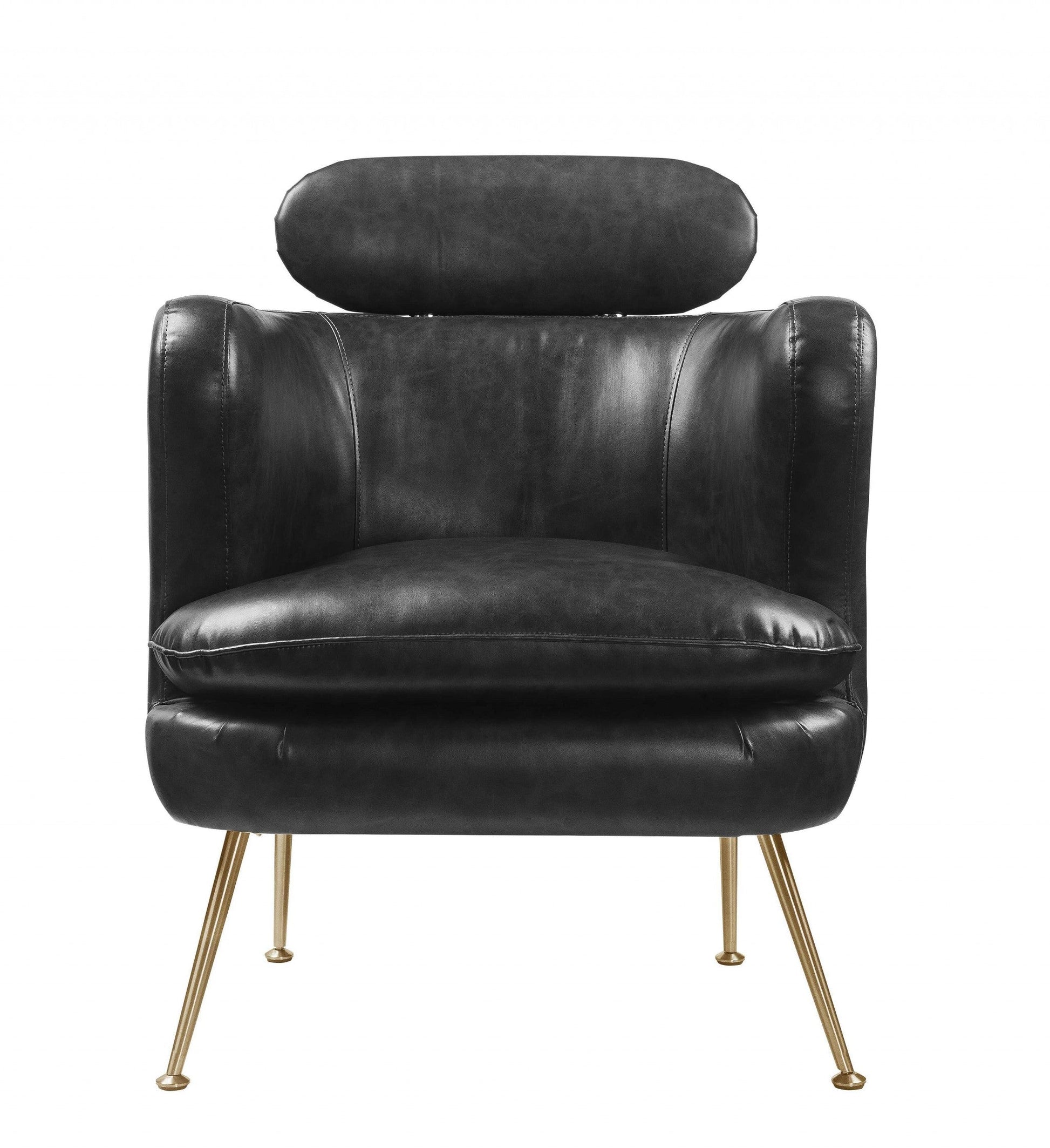 HomeRoots 29" x 28" x 37" PU Upholstery Accent Chair With Metal Leg in Dark Gray Finish