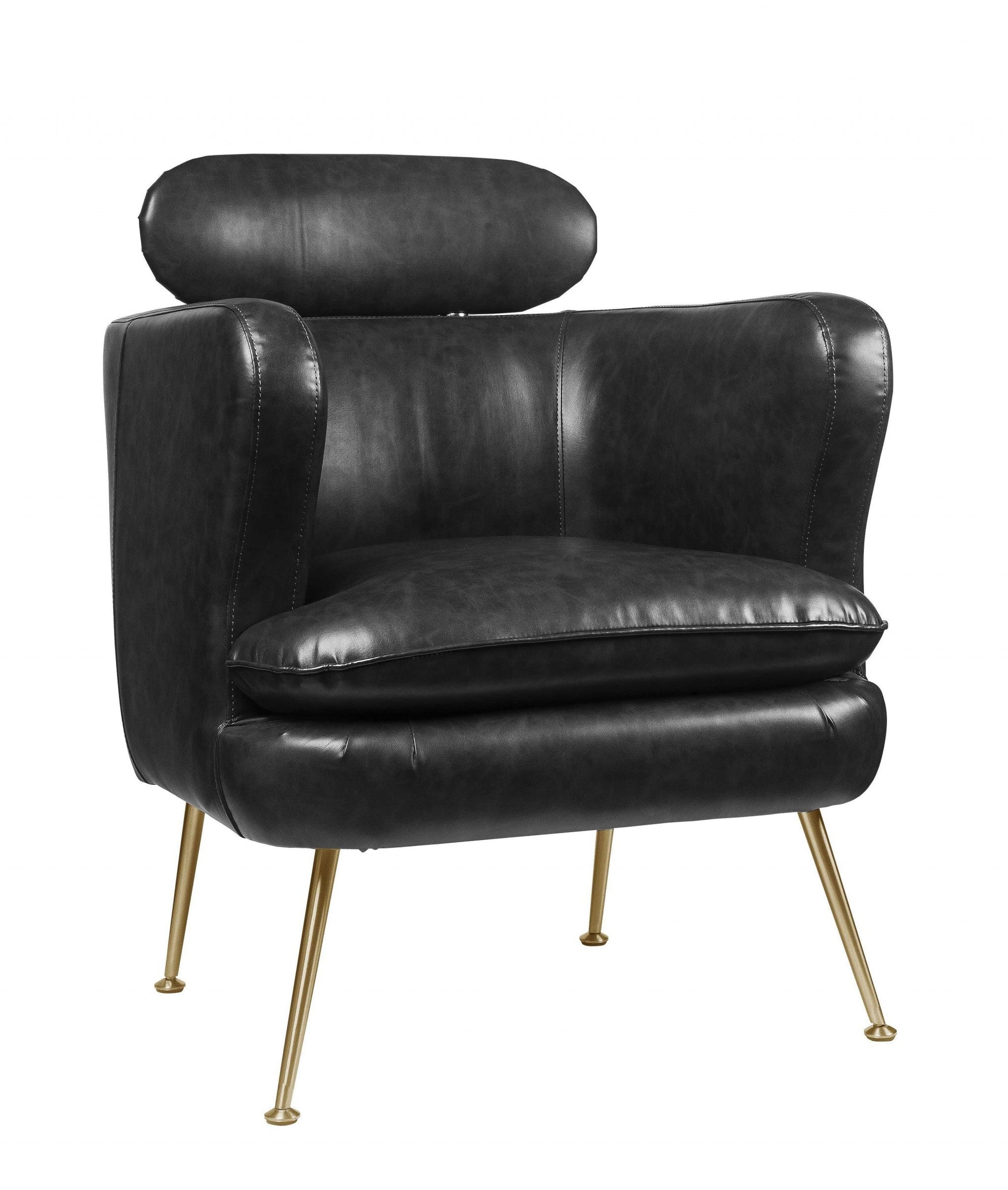 HomeRoots 29" x 28" x 37" PU Upholstery Accent Chair With Metal Leg in Dark Gray Finish