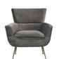 HomeRoots 29" x 32" x 36" Velvet Upholstery Accent Chair With Metal Leg in Gray Finish