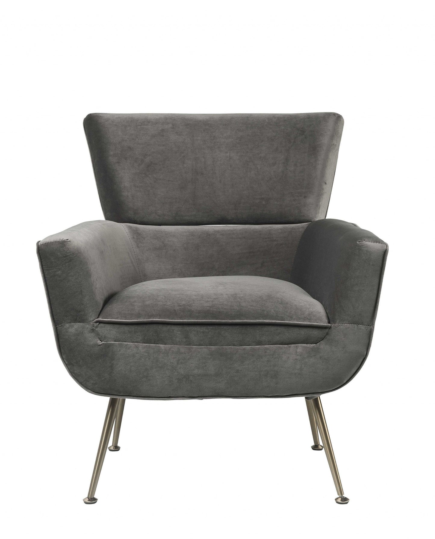 HomeRoots 29" x 32" x 36" Velvet Upholstery Accent Chair With Metal Leg in Gray Finish