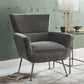 HomeRoots 29" x 32" x 36" Velvet Upholstery Accent Chair With Metal Leg in Gray Finish