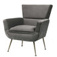 HomeRoots 29" x 32" x 36" Velvet Upholstery Accent Chair With Metal Leg in Gray Finish