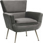 HomeRoots 29" x 32" x 36" Velvet Upholstery Accent Chair With Metal Leg in Gray Finish