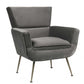 HomeRoots 29" x 32" x 36" Velvet Upholstery Accent Chair With Metal Leg in Gray Finish
