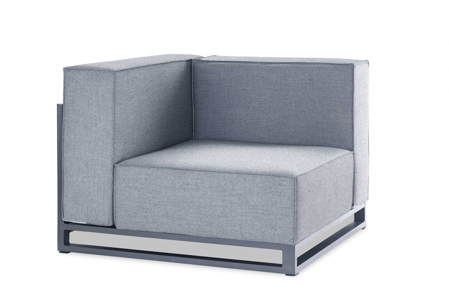 HomeRoots 29" x 41" x 41" Aluminum Modular Armless Corner in Gray Finish