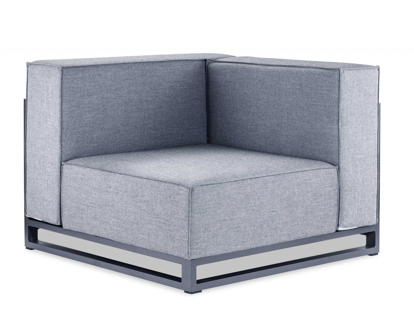 HomeRoots 29" x 41" x 41" Aluminum Modular Armless Corner in Gray Finish