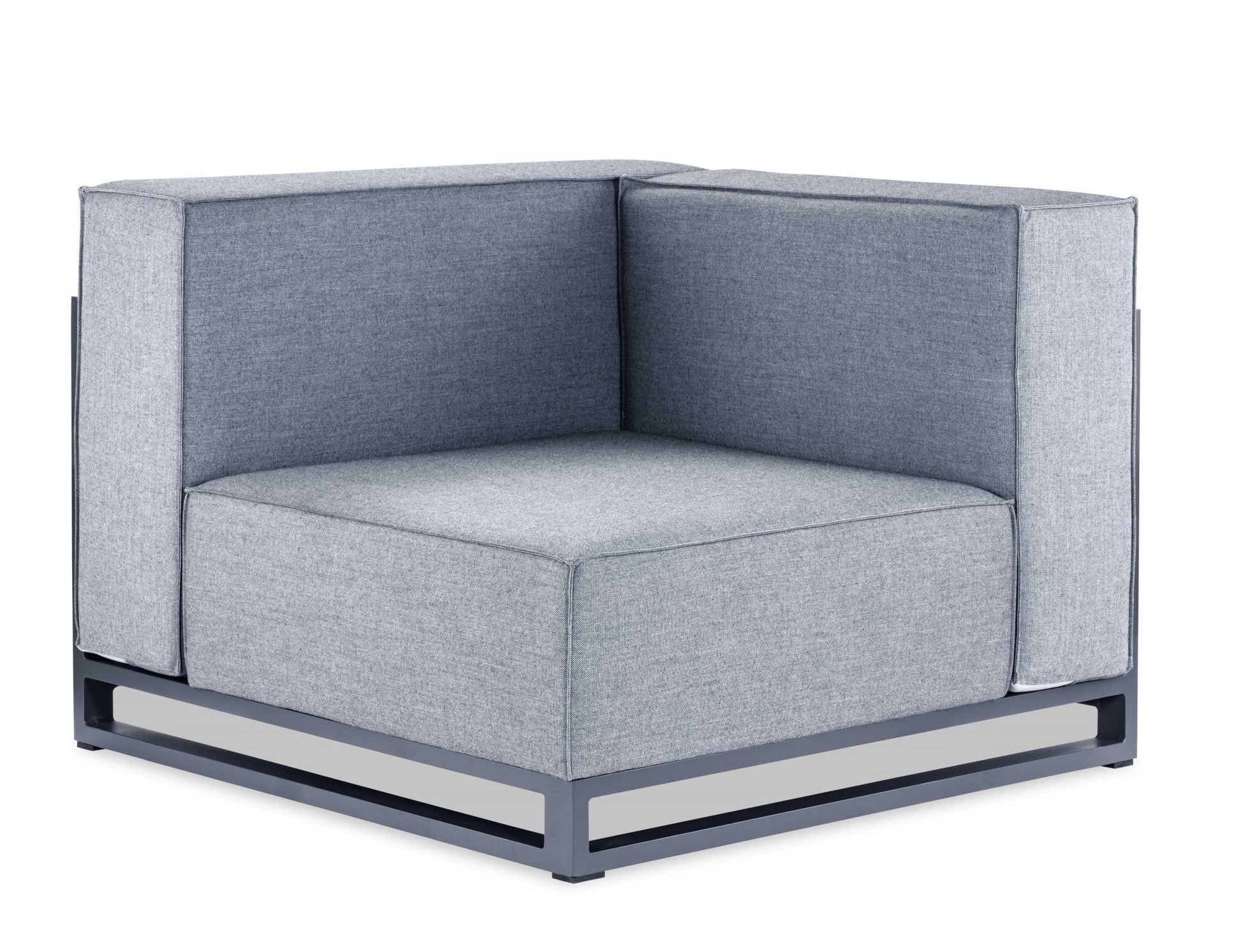 HomeRoots 29" x 41" x 41" Aluminum Modular Armless Corner in Gray Finish