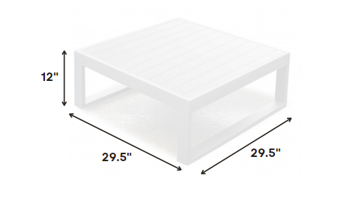 HomeRoots 29.5 x 29.5 x 12 White Aluminum Coffee Table