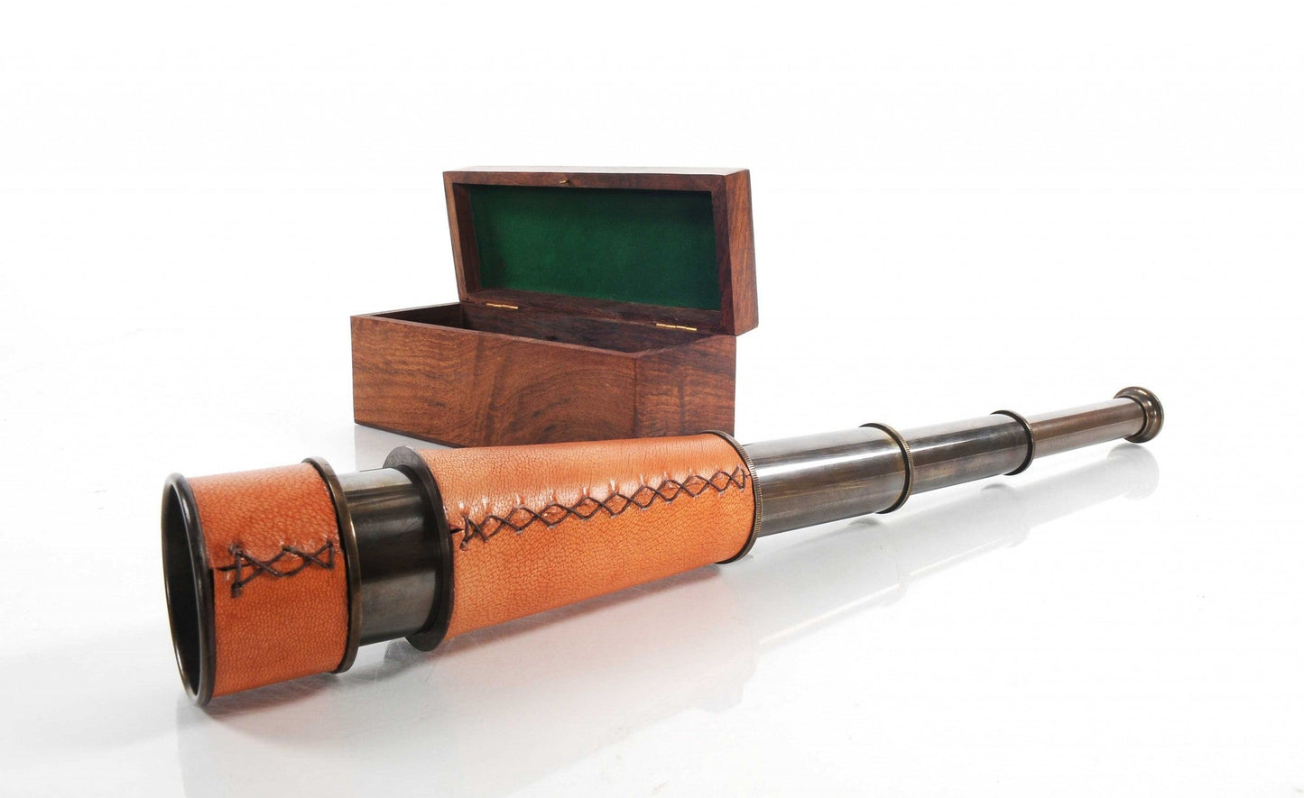 HomeRoots 2.25" x 16" x 2.25" Handheld Telescope in Wood Box