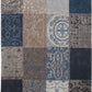HomeRoots 2.5' x 5' Blue Grey and Brown Patchwork Design Area Rug