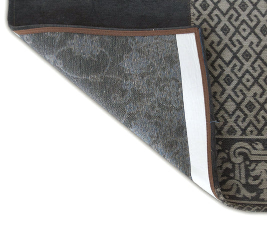 HomeRoots 2.5' x 5' Blue Grey and Brown Patchwork Design Area Rug