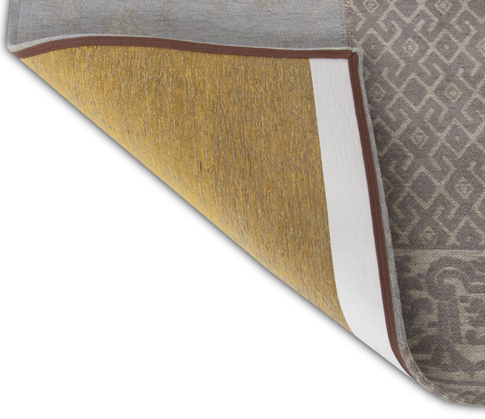 HomeRoots 2.5' x 5' Yellow and Gray Patchwork Design Area Rug
