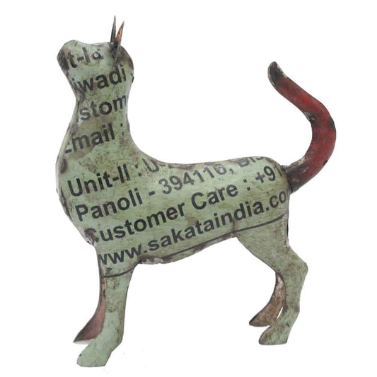 HomeRoots 2.5' x 7' x 8.5' Teal Red Reclaimed Iron Cat