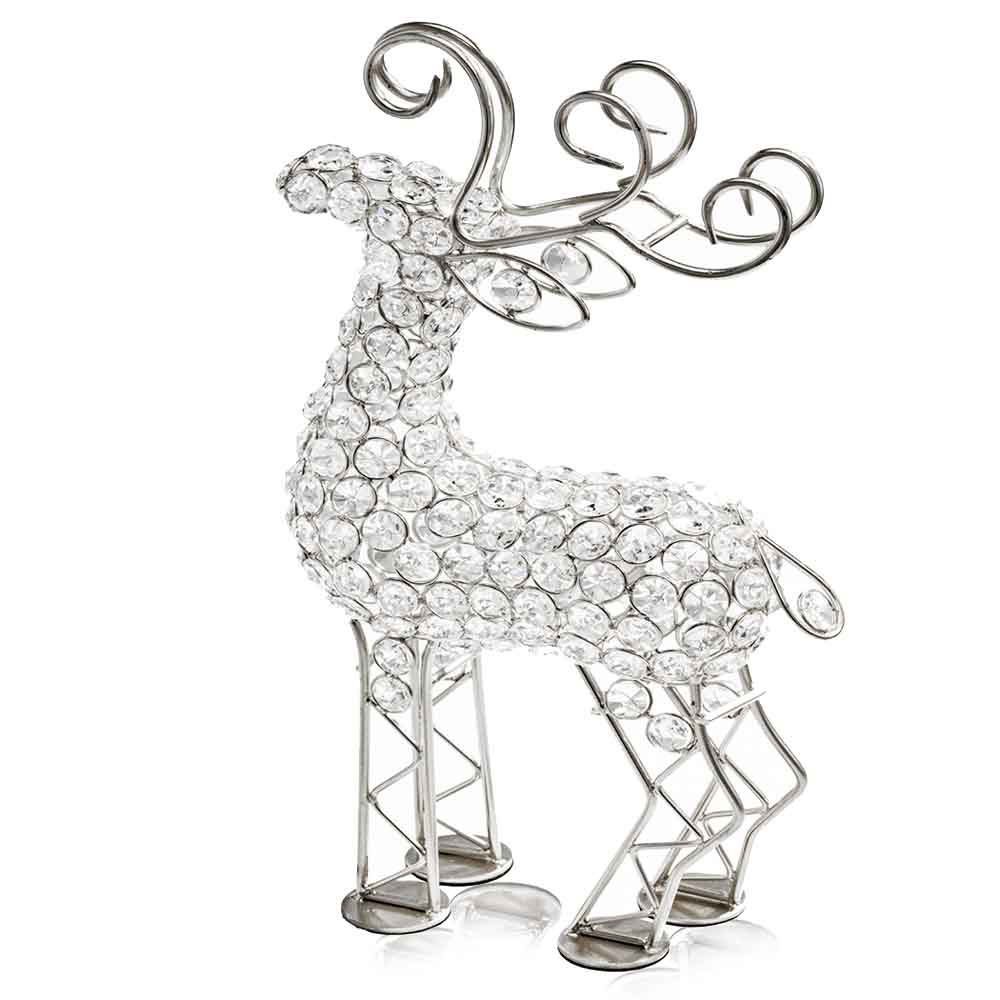 HomeRoots 2.5' x 8' x 14' Silver Crystal Reindeer