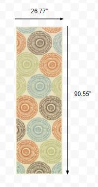 HomeRoots 2’x8’ Beige and Blue Medallion Indoor Outdoor Runner Rug