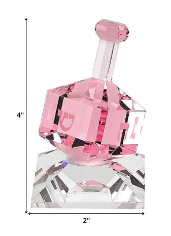HomeRoots 3 Mouth Blown Pink Dreidel On Crystal Stand
