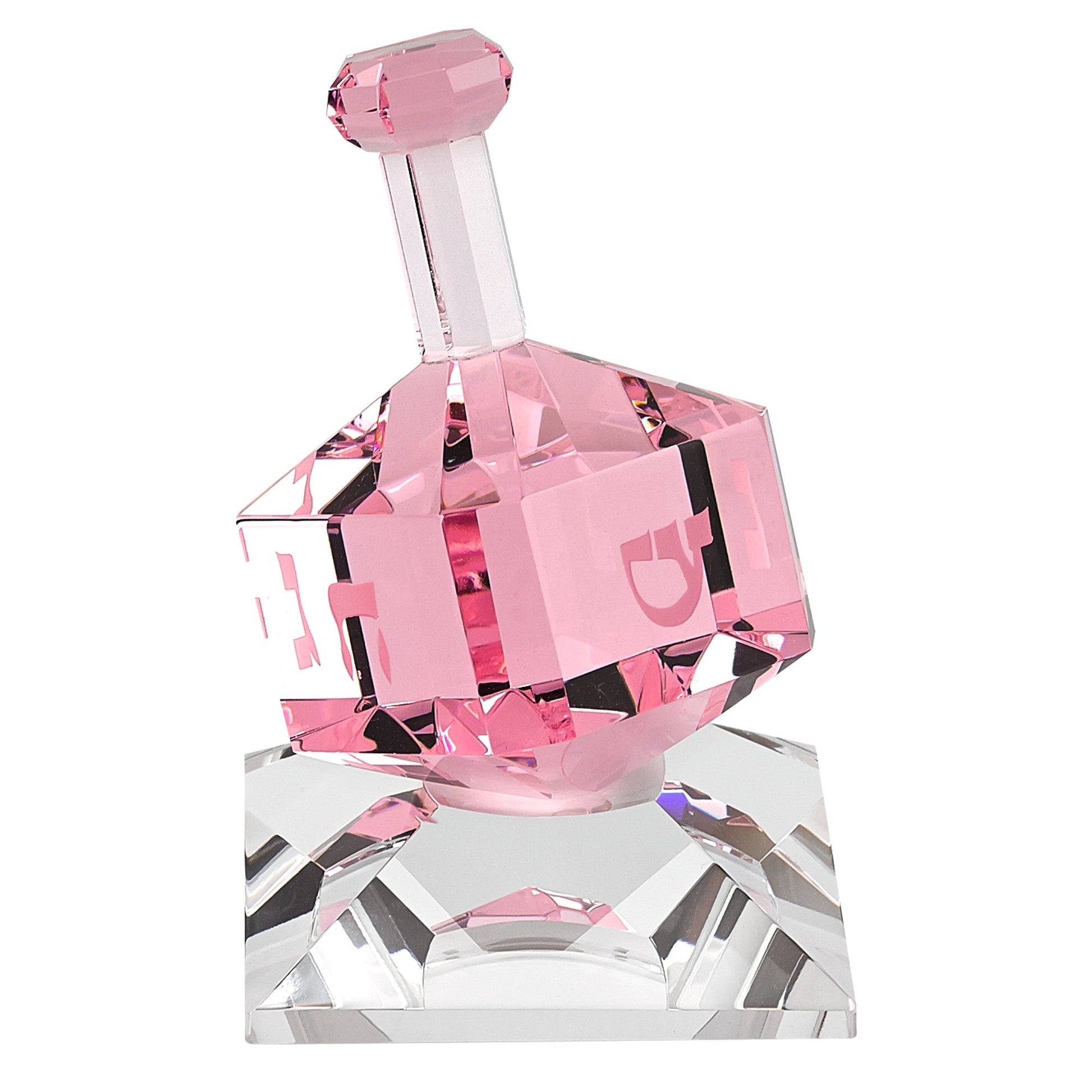 HomeRoots 3 Mouth Blown Pink Dreidel On Crystal Stand