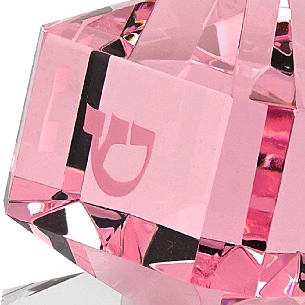HomeRoots 3 Mouth Blown Pink Dreidel On Crystal Stand