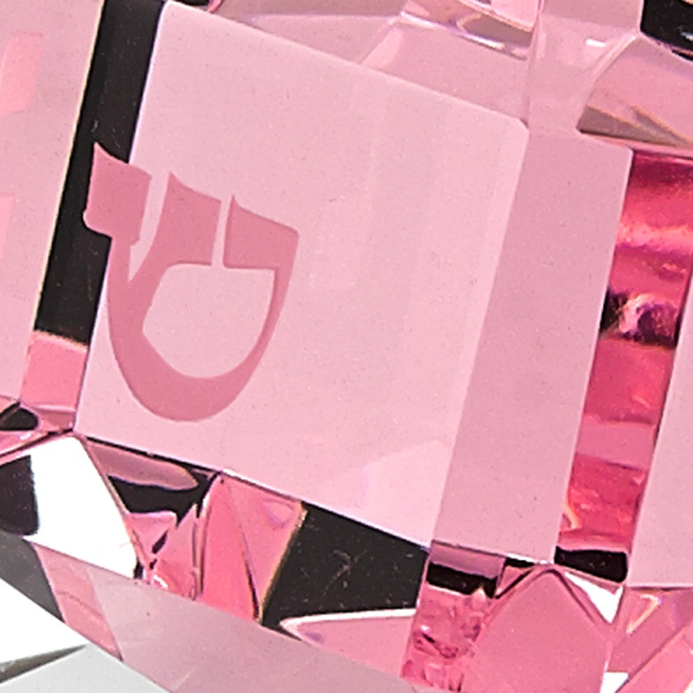 HomeRoots 3 Mouth Blown Pink Dreidel On Crystal Stand