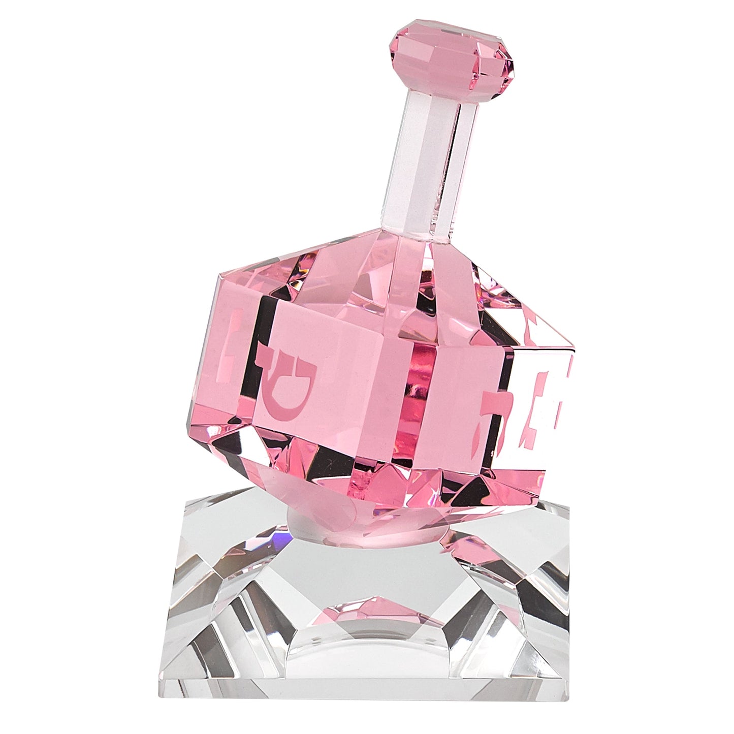 HomeRoots 3 Mouth Blown Pink Dreidel On Crystal Stand