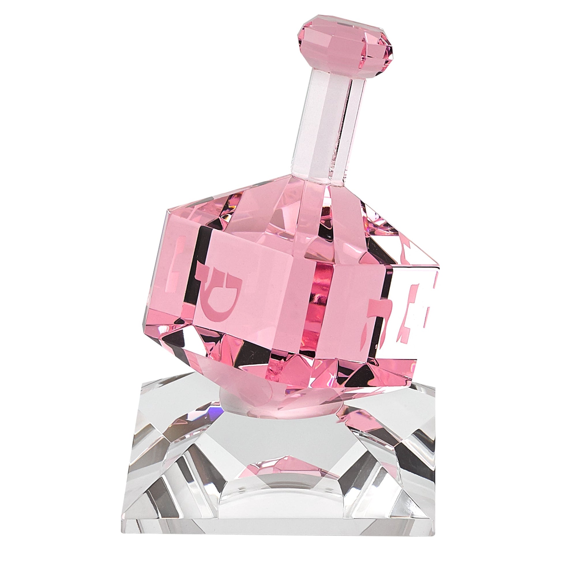 HomeRoots 3 Mouth Blown Pink Dreidel On Crystal Stand