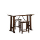 HomeRoots 3 Piece Wooden Counter Height Set in Walnut and Black Finish