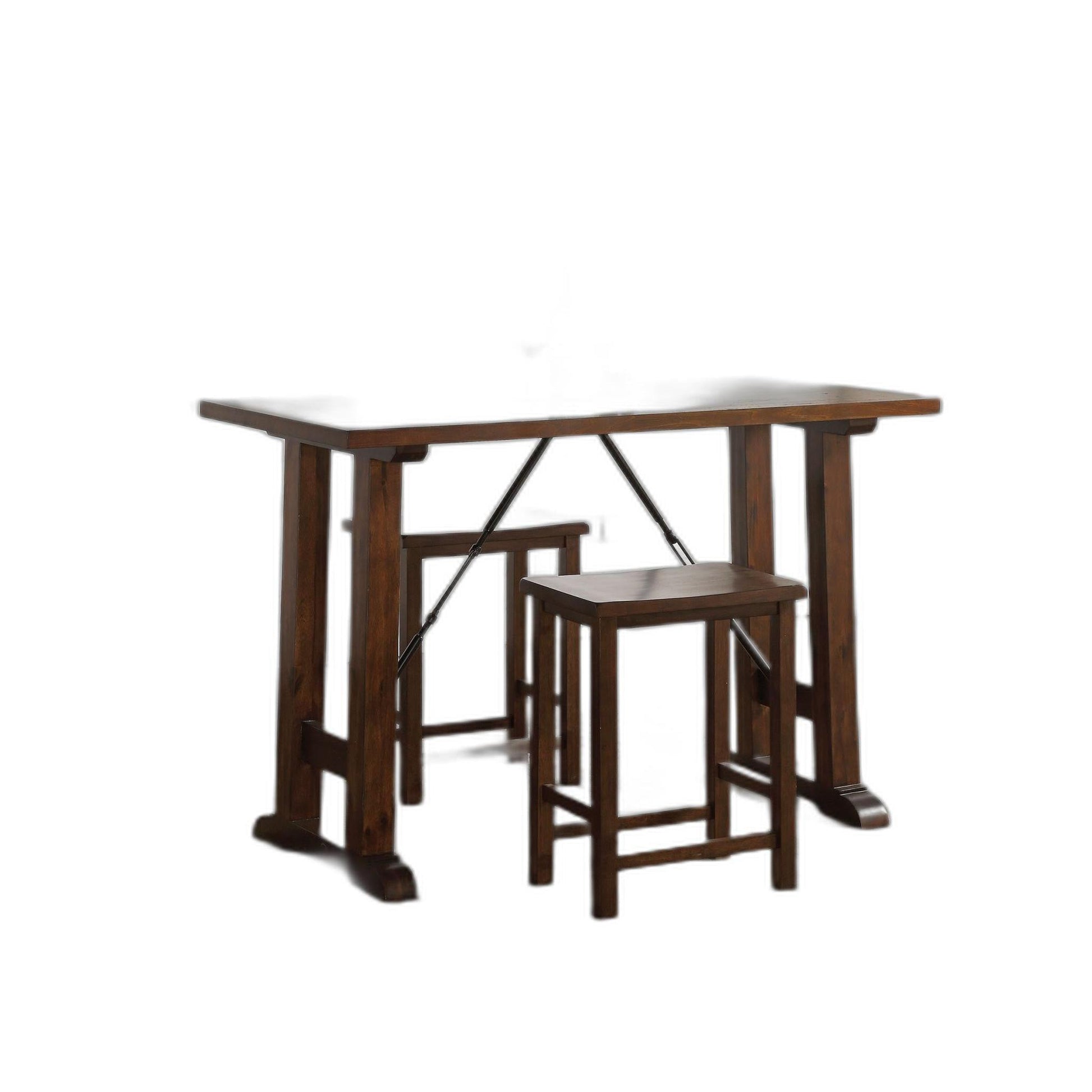 HomeRoots 3 Piece Wooden Counter Height Set in Walnut and Black Finish