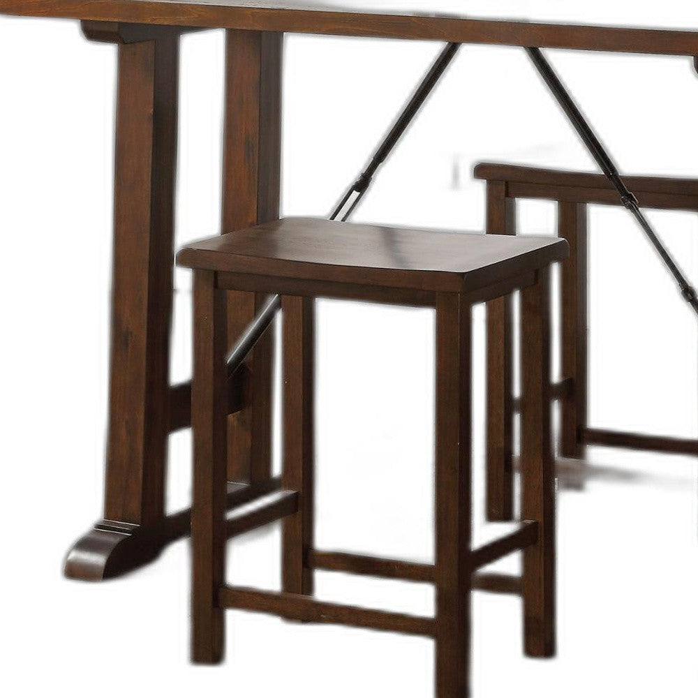 HomeRoots 3 Piece Wooden Counter Height Set in Walnut and Black Finish