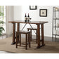 HomeRoots 3 Piece Wooden Counter Height Set in Walnut and Black Finish