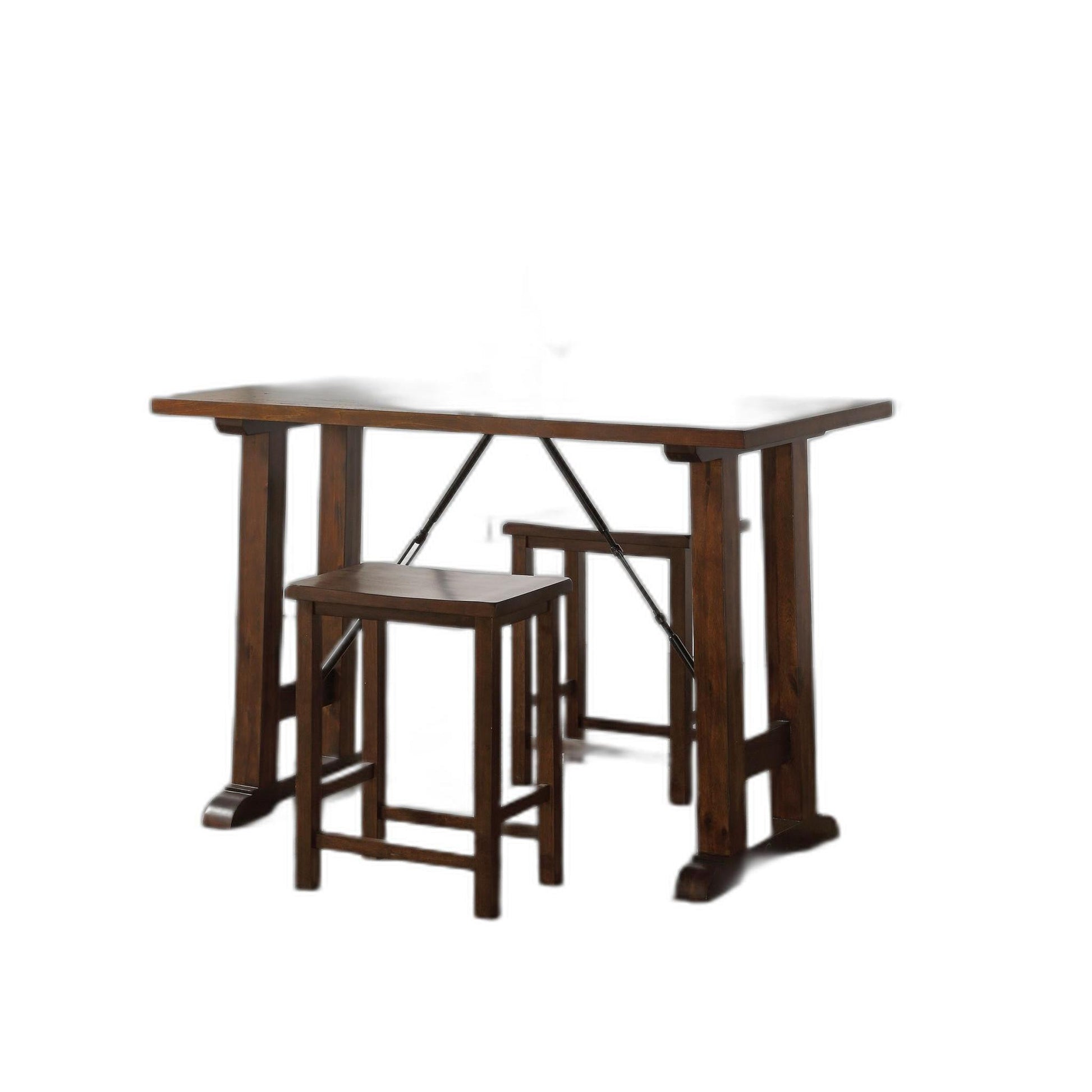 HomeRoots 3 Piece Wooden Counter Height Set in Walnut and Black Finish