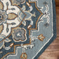 HomeRoots 3' Round Blue Traditional Medallion Area Rug