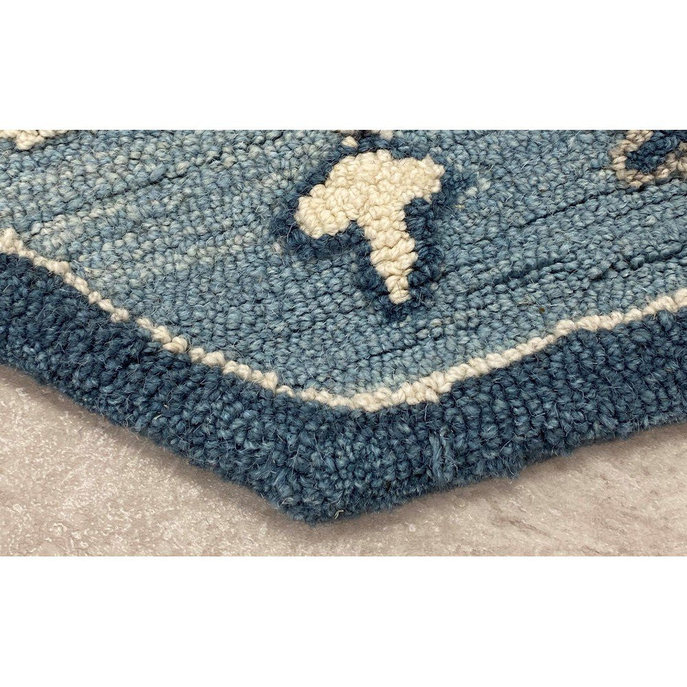 HomeRoots 3' Round Blue Traditional Medallion Area Rug