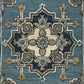 HomeRoots 3' Round Blue Traditional Medallion Area Rug