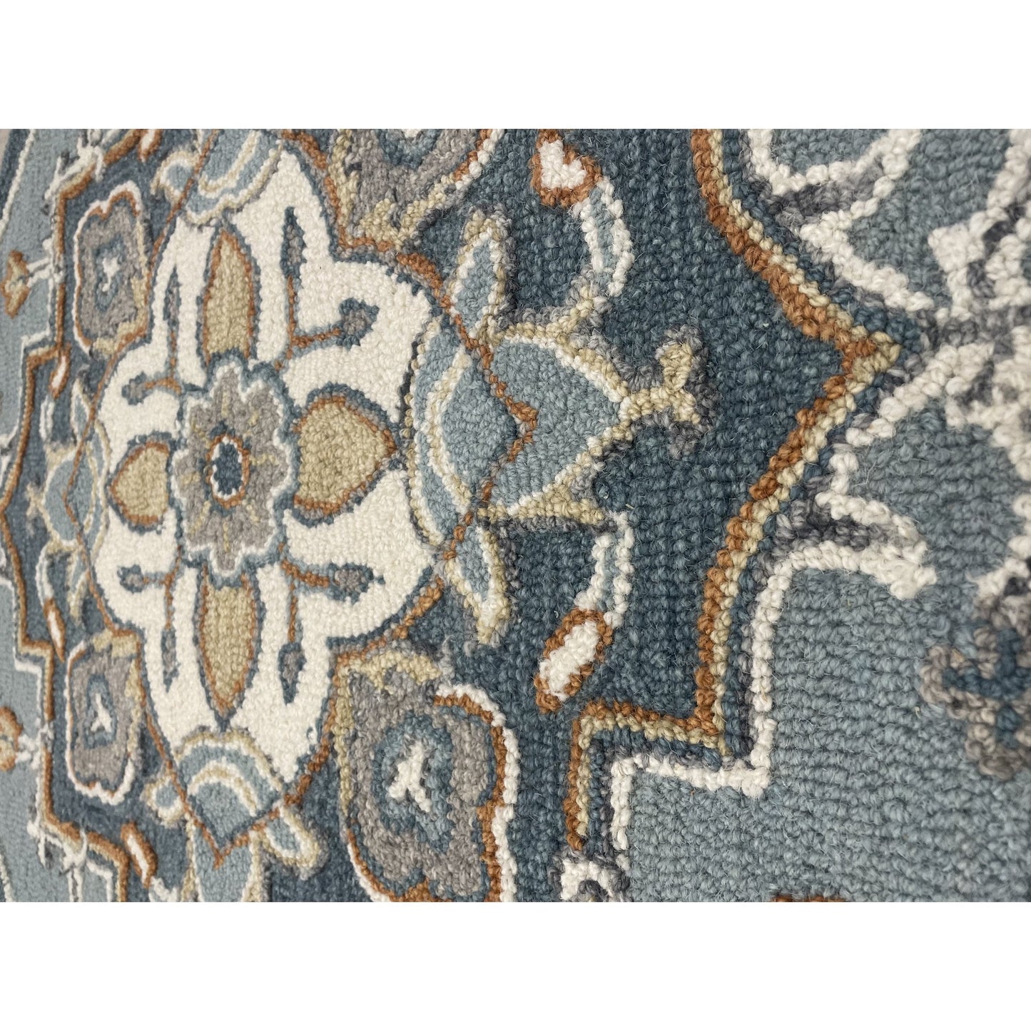 HomeRoots 3' Round Blue Traditional Medallion Area Rug