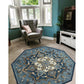 HomeRoots 3' Round Blue Traditional Medallion Area Rug
