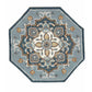 HomeRoots 3' Round Blue Traditional Medallion Area Rug