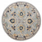 HomeRoots 3' Round Blue and Beige Floral Area Rug