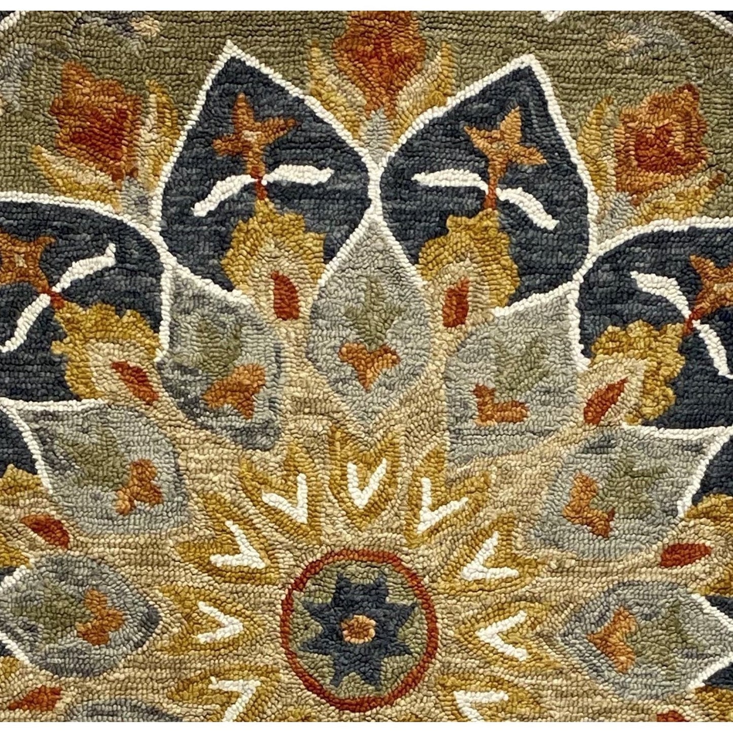 HomeRoots 3' Round Charcoal Floral Medallion Area Rug