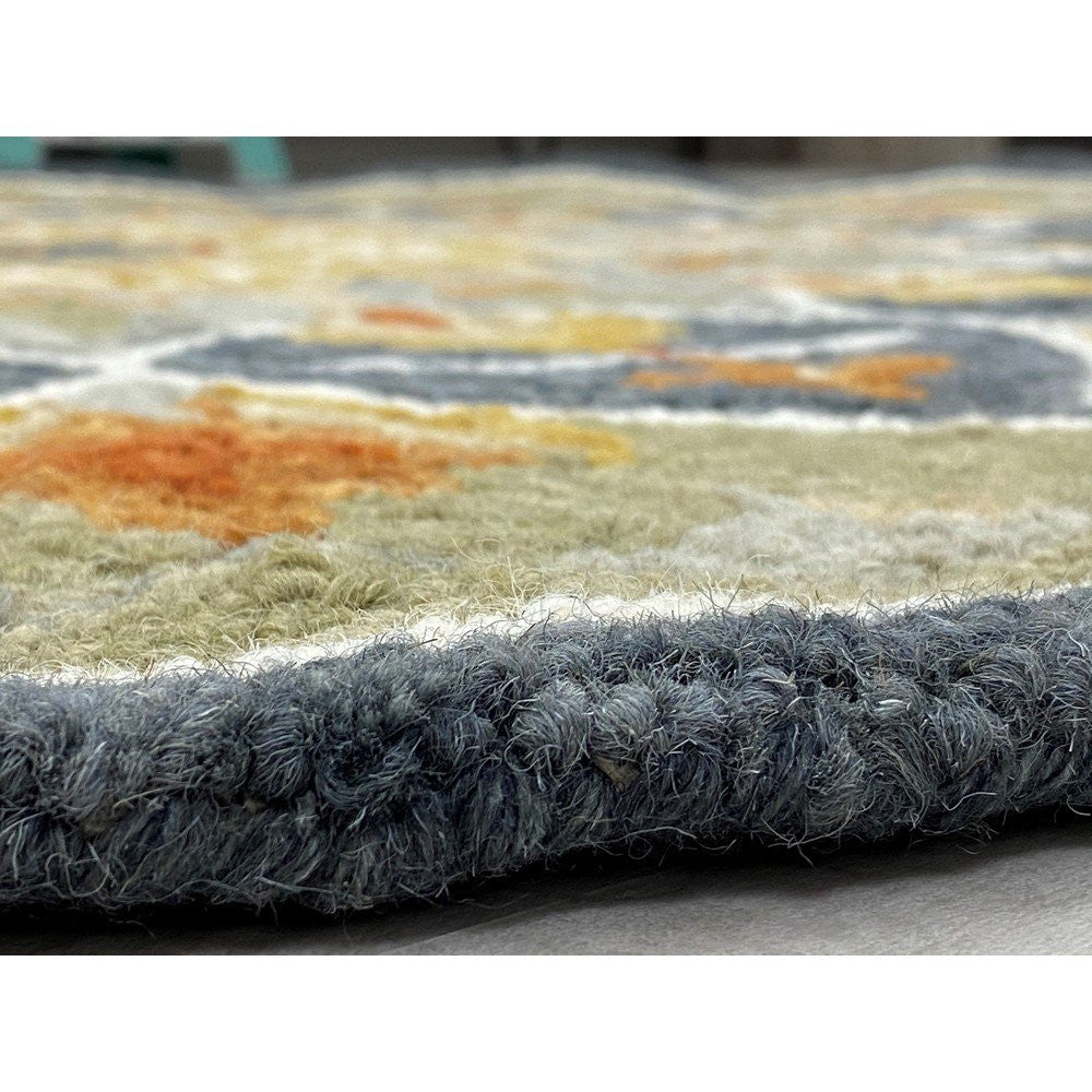 HomeRoots 3' Round Charcoal Floral Medallion Area Rug