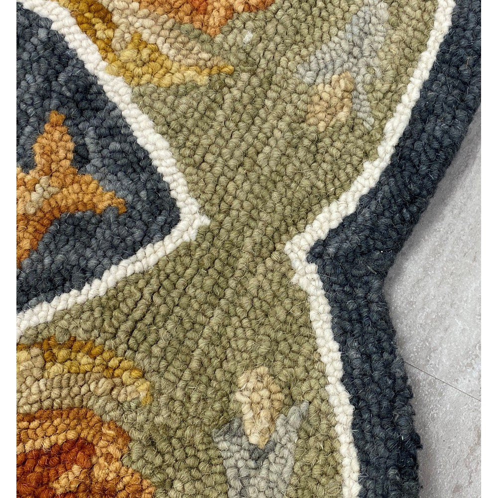 HomeRoots 3' Round Charcoal Floral Medallion Area Rug