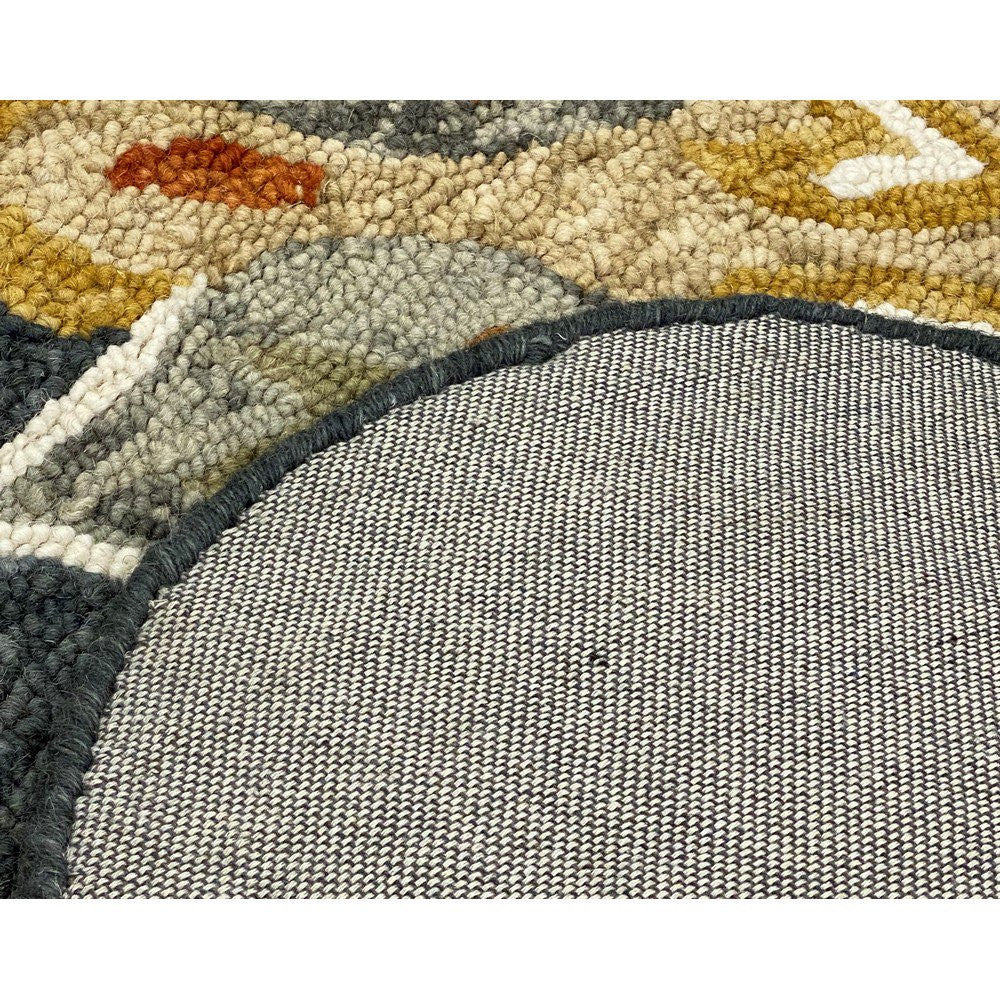 HomeRoots 3' Round Charcoal Floral Medallion Area Rug