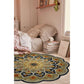 HomeRoots 3' Round Charcoal Floral Medallion Area Rug