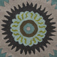 HomeRoots 3' Round Green Peacock Feather Area Rug