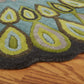 HomeRoots 3' Round Green Peacock Feather Area Rug
