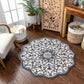 HomeRoots 3' Round Navy and White Decorative Area Rug