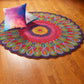 HomeRoots 3' Round Pink Floral Edged Area Rug
