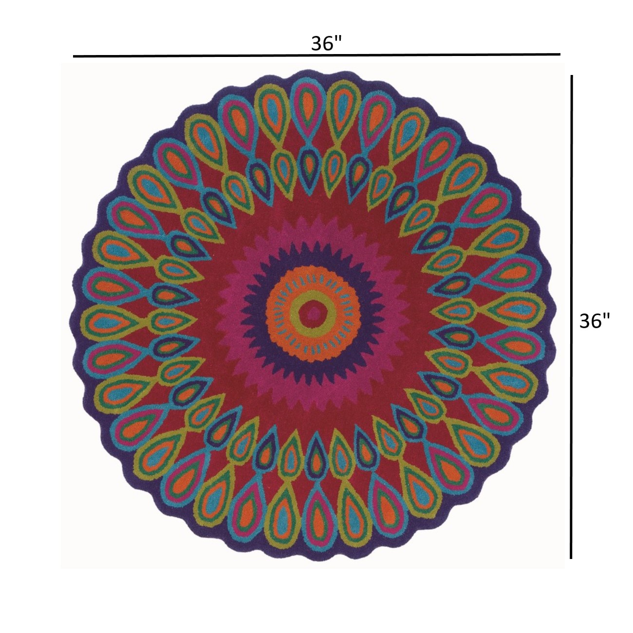 HomeRoots 3' Round Pink Floral Edged Area Rug